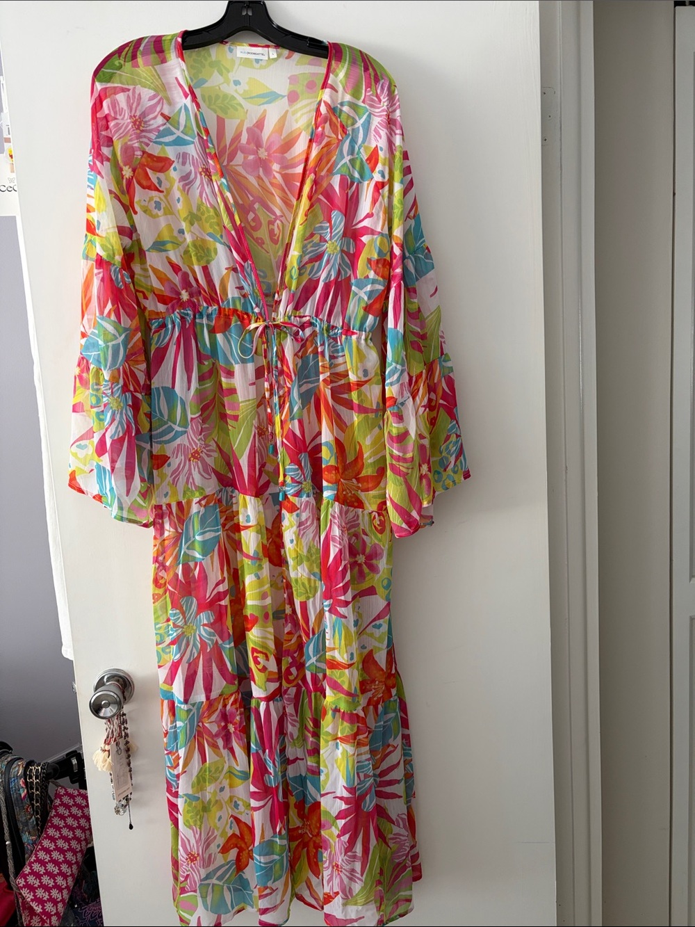 Bleu Rod Beattie Pink Multi-Color Tropical Maxi Dress